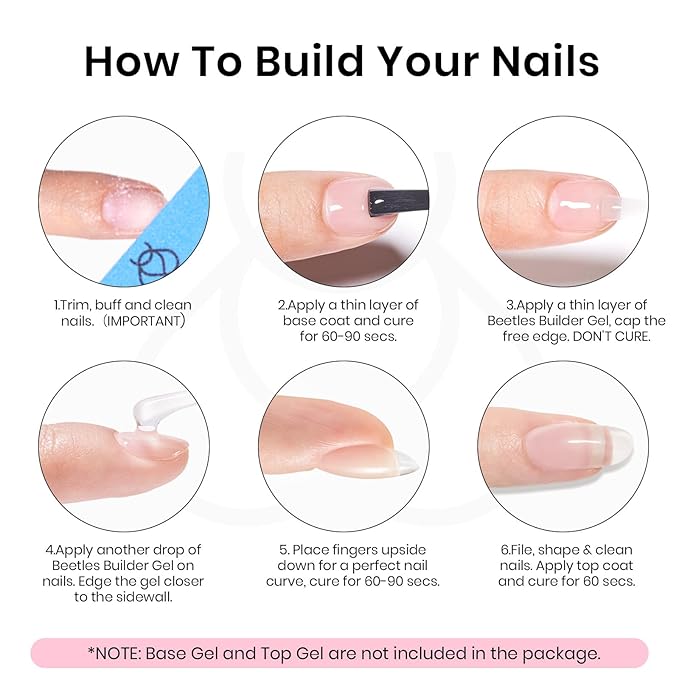 Beetles Builder Gel for Nails HEMA-Free,0.5 oz 8 in 1 White Glitter Builder Nail Gel,for Thickening Apex Building Strengthener Extension, LED UV Lamp Galaxy Whispers Color DIY Salon for Begginer