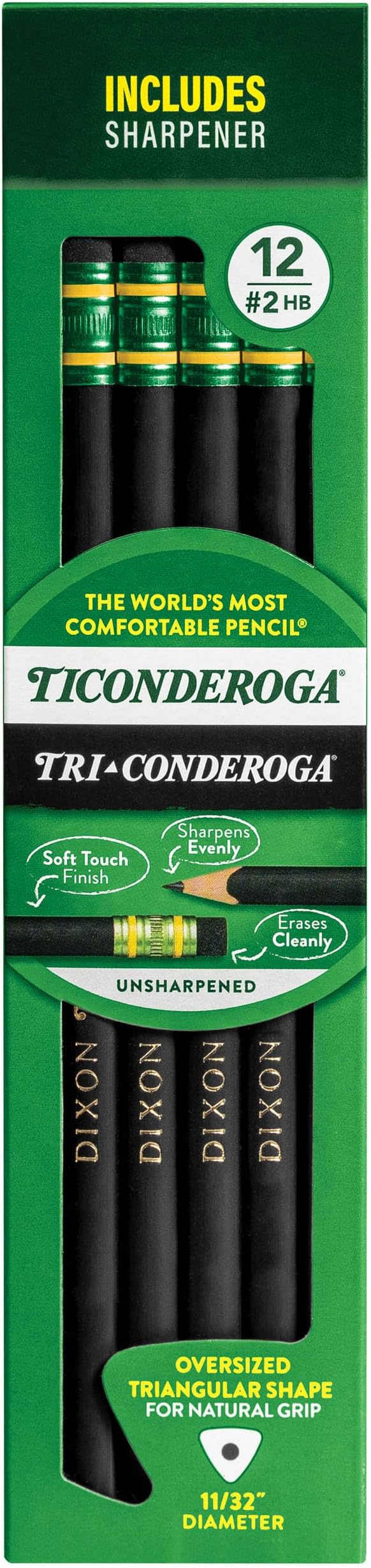 Ticonderoga PENCIL STANDARD TRI-WRITE #2 BLK PACK OF 12