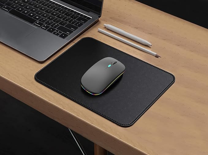 Wireless Bluetooth Mouse Rechargeable Laptop Mice with LED Lights Silent Slim Use(BT5.2 and 2.4G Portable USB) Dual Mode Computer Mouse for Laptop/iPad/Tablet/Apple/Computer/Mac (Grey)