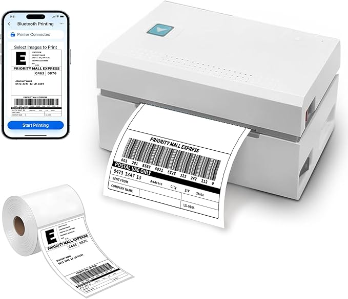 HUOJI 4x6 Direct Thermal Shipping Labels, 4 Rolls 2000 Labels, Compatible with Rollo, Zebra, MUNBYN Printers, Commercial Grade