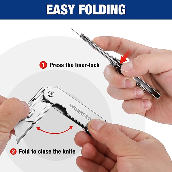 WORKPRO 3-Piece Quick Change Folding Pocket Utility Knife Set with Belt Clip