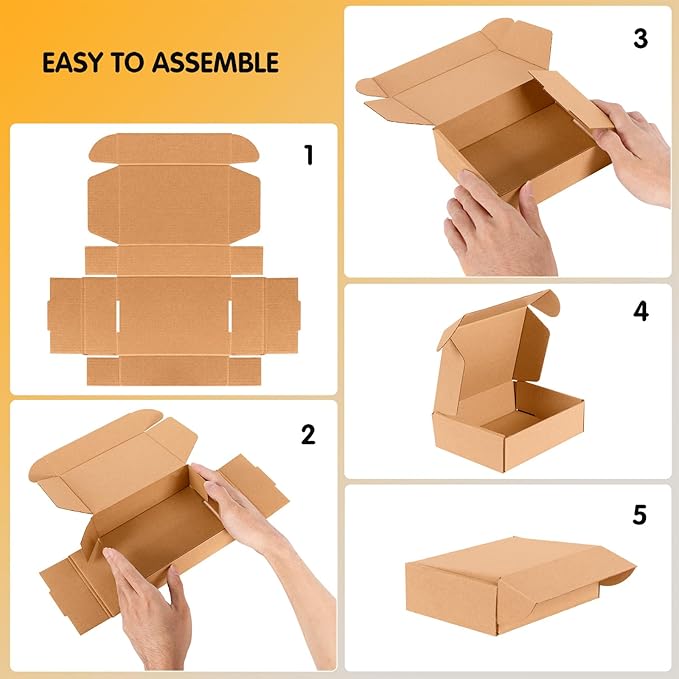 12x9x4 inch Shipping Boxes Set of 20, Brown Corrugated Cardboard Box Literature Mailer for Mailing Packing Moving and Storage