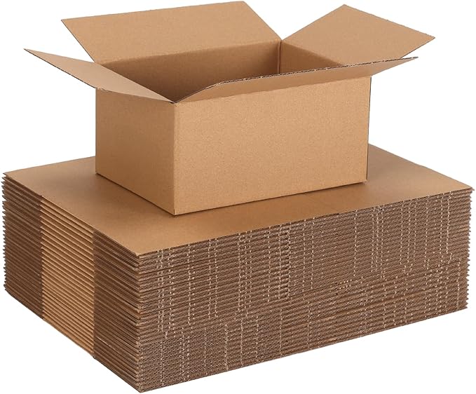 30-Pack Shipping Boxes 8x6x4 Inches, Brown | Corrugated Cardboard Box for Business Packing, Shipping, and DIY, Easy to Fold and Assemble
