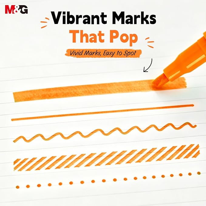 M&G Liner Highlighters, 12-Count Pack Orange Highlighters, Chisel Tip No Bleed Highlighter Pens for Office Documents, Planning, and Everyday Organization