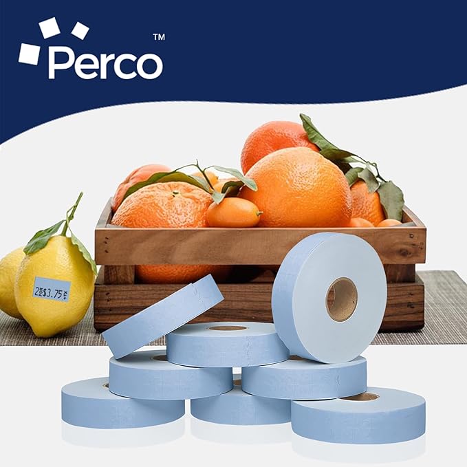 Perco Blue Pricing Labels for Monarch 1131 Price Gun - 1 Sleeve, 8 Rolls, 20,000 Price Marking Labels - with Ink Roll Included