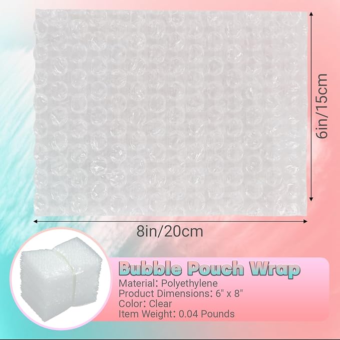 50Pack 6x8" Clear Bubble Out Bags, Double-Wall Cushioned Pouch for Packing | Double-Wall Shockproof Bubble Cushioning,Lightweight Durable,Ideal for Shipping,Moving Fragile Small Items Storage