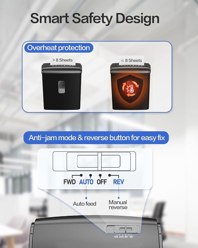 Locksworth 8-Sheet Micro-Cut Paper Shredder, P4 High Security, 4 Gallon Bin, 2-Minute Continuous Run, Home & Small Office Use