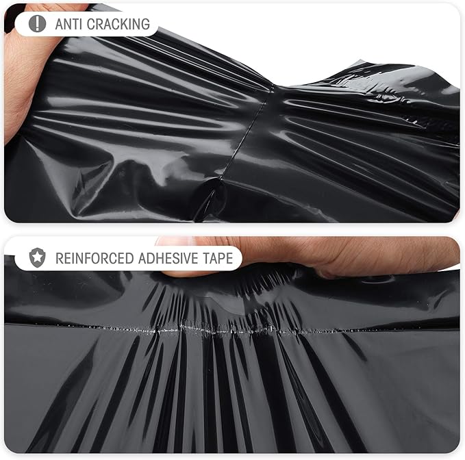 Fuxury Large Poly Mailers 24x24 50 Pack Plastic Heavy Duty Shipping Bags Envelops Self Sealing Envelopes Enhanced Durability Multipurpose Envelopes Keep Items Safe Protected,Black