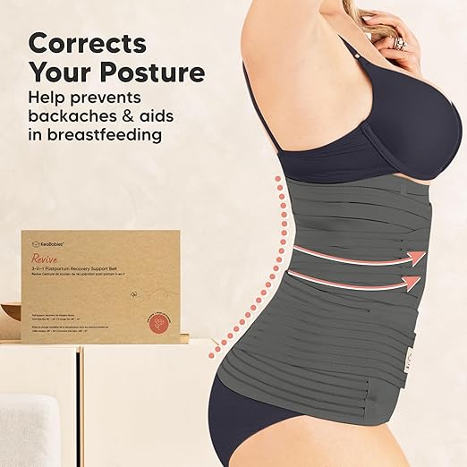 3 in 1 Postpartum Belly Support Recovery Wrap – Postpartum Belly Band, After Birth Brace, Slimming Girdles, Body Shaper Waist Shapewear,Post Surgery Pregnancy Belly Support Band (Mystic Gray, M/L)