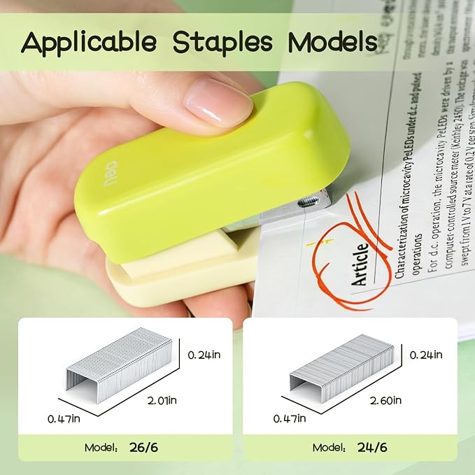 Deli Mini Stapler with 830 Staples, Small Cute Desk Staplers, 25 Sheet Capacity, Green