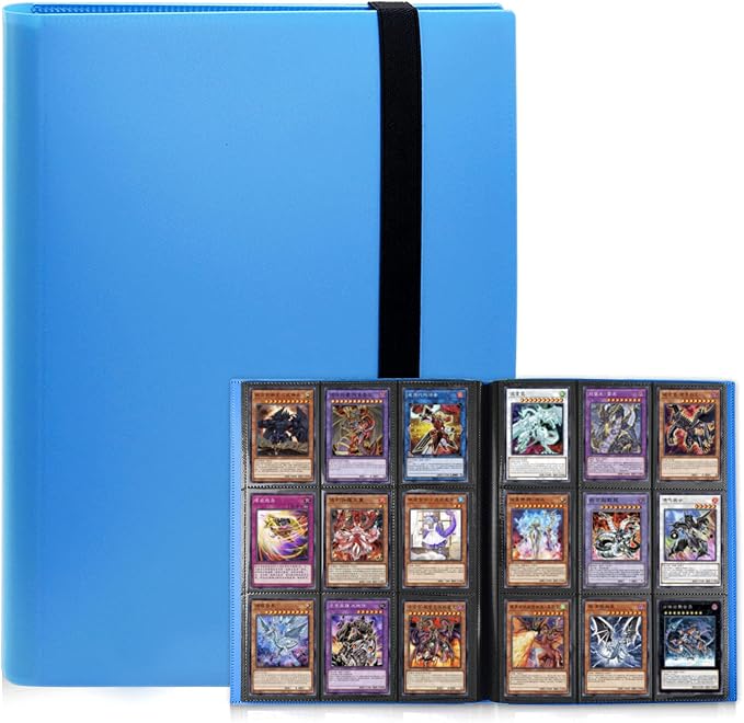 Trading Card Binder 9 Pocket, 360 Card Waterproof Folder with Side Loading Sleeves, Sturdy Card Collection Album for MTG, TCG, Game Cards & Sports Cards (1, Blue)