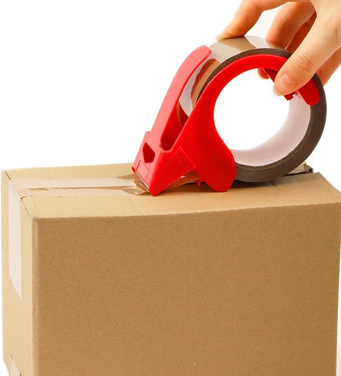 2-Pack No Noise Brown Packing Tape with Dispenser,2.7mil x 1.88" x 55Yds Heavy Duty Noiseless Packing Tape,Tan Packaging Tape for Shipping, Industrial Grade Moving Tape for Boxes COSIMIXO