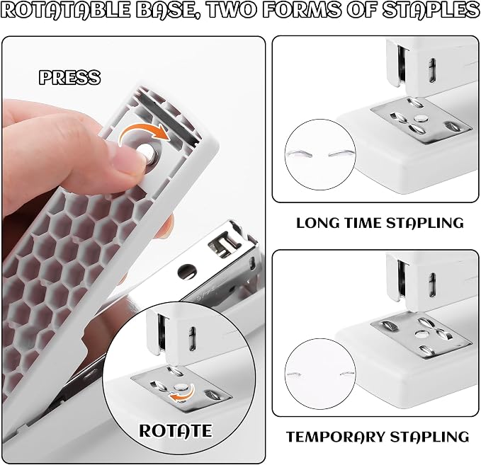 White Desk Accessory Kit Cute Office Supplies Set Desktop Stapler Set Includes Staple Remover Hole Punch Tape Dispenser Ballpoint Pen Scissor Mini Box Cutter Tape Measure Paper Clips Sticky Notes