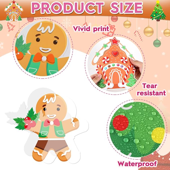 Christmas Bulletin Board Set Christmas DIY Photo Crafts Cutouts Classroom Decoration Winter Gingerbread Man Cutouts Xmas Gingerbread Bulletin Board for Winter Holiday Wall Decor Home School Supplies