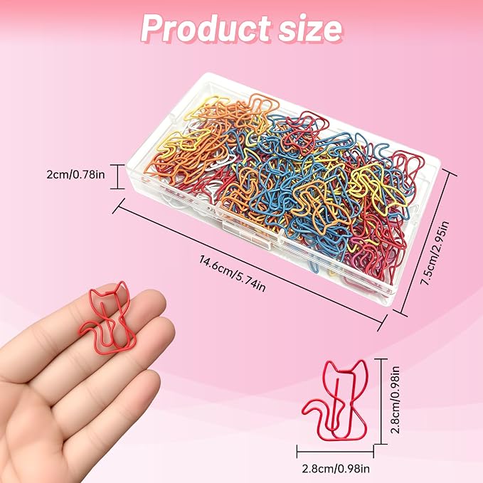 Cat Paper Clips, 100 Pcs Decorative Paperclips, Supplies Stationery | Cute Fun Office Supplies Gifts for Women Men Coworkers Teachers Students Girls Boys Graduation Gifts Father Day