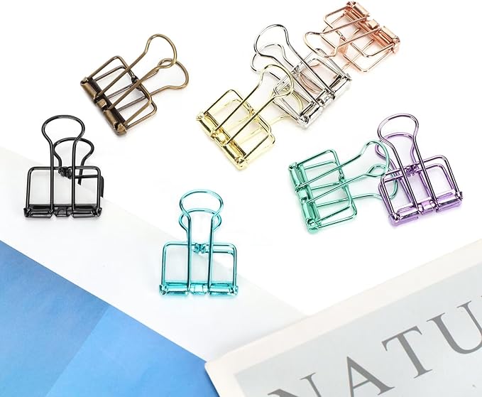 16PCS Multicolor Metal Binder Clips Small Binder Clips Office Binder Clip Decorative Tool for School Office Paperwork (S)