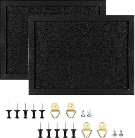 TORASO Cork Board Bulletin Board, 13" X 17" Cork Boards for Walls with Pins, Eye Bolts, gaskets, Screws, Pin Board for Office, School and Home (BK,33 * 43cm,2P)