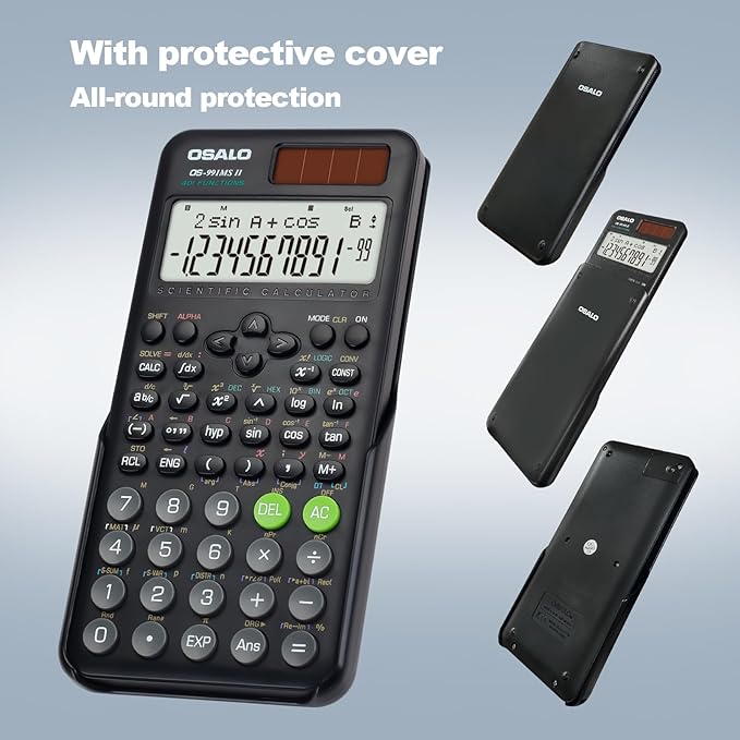 OSALO Scientific Calculator 401 Function 10+2 Digits Display Solar Battery Calculators Fraction Statistics Integral for Middle and High School College Students (OS 991MS 2nd Edition)