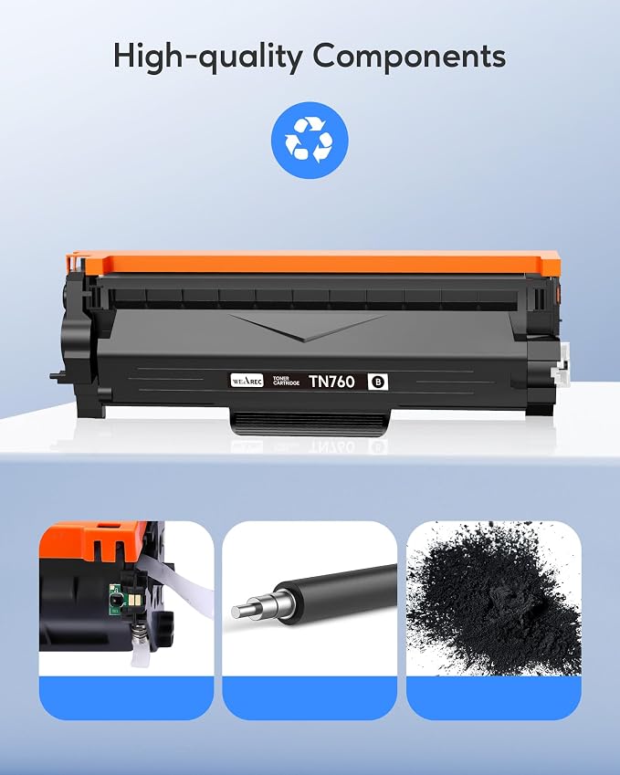 TN760 Toner Cartridges Replacement for Brother Toner TN-730/TN-760 Compatible HL-L2350DW MFC-L2710DW MFC-L2750DW HL-L2395DW HL-L2370DW DCP-L2550DW HL-L2390DW (Black, 2 Pack)