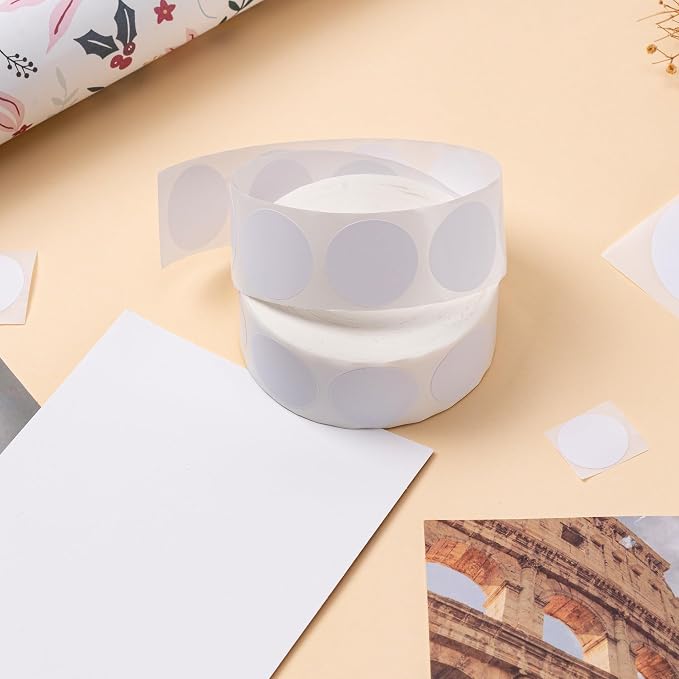 Hoewina White Dot Stickers 1000 Pcs, 2" Label Sticker,（1000 Labels/Roll） | White Stickers,Round White Coding Labels Circle Dots Labels Circle Stickers for Office,Classroom,Family（1000 Labels/Roll）