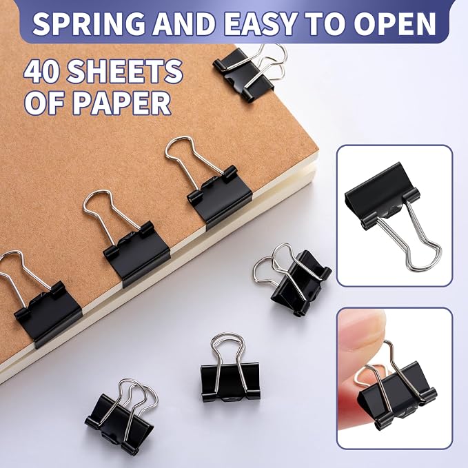 120 Pack Mini Binder Clips, Binder Clips, Small Paper Clips 15mm 5/8 Inch. Micro Size Office Clips for Home School Office and Business (Black)