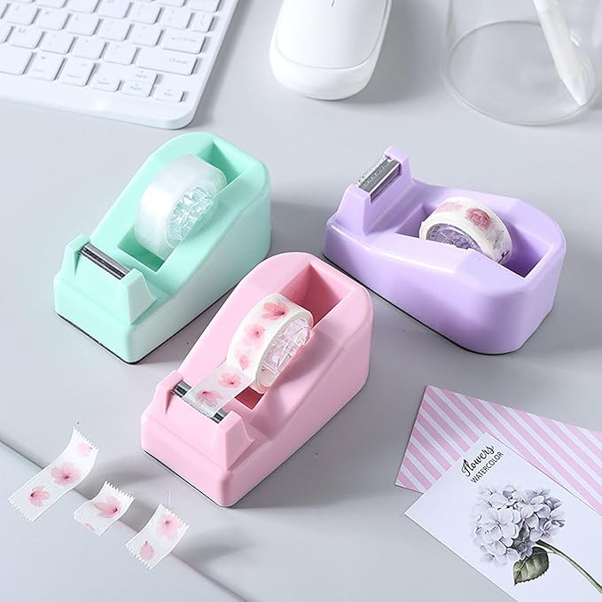 Small Tape Dispenser, Pink Tape Cutter for Less Than 0.8 Inch Wide Tape Durable and Not Easily Broken for Household and Work (Pink)