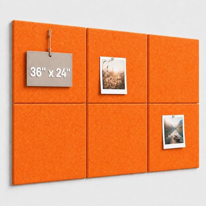 Felt Bulletin Board Tiles, Large Cork Board Alternative,24 x 36 in | 0.35 in modular felt wall tiles for notes, photos, schedules, reminders in offices, classrooms, home and office workspaces