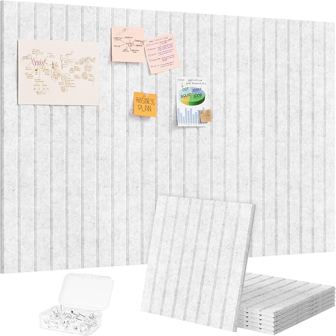 Lifewit Large Felt Bulletin Board with Self-Adhesive 36" x 24"- 6 Pack | Cork Board for Walls Alternative, Notice Boards with 30 Pushpins, Bulletin Board for Classroom Home Office Decor, Gray