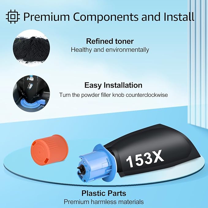 greencycle 153X Compatible Black Toner Reload Kit Replacement for HP W1530X for LaserJet Tank 2504dw, LaserJet Tank MFP 2604sdw 1504 1504w 2504 1604 1604w 2604 2604dw 2606 2606dw(4PC)