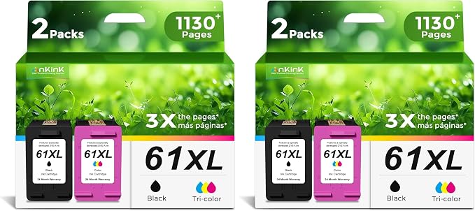 Ankink 61XL Ink Cartridge Replacement for HP 61 XL(Black Color Combo Pack) for HP61 HP61XL for 4500 5530 4630 2540 4502 2542 4635 5535 4501 3050 2541 3510 2514 3512 1000 1010 1510 Printers (Pack of 2)