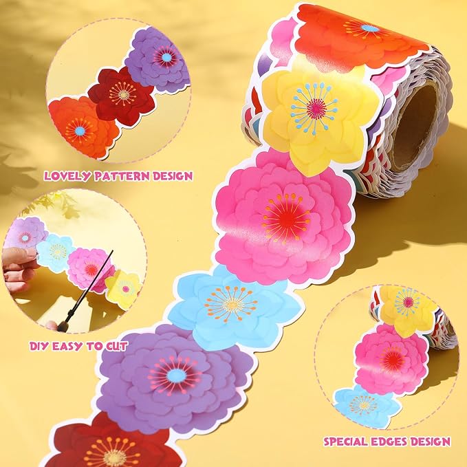 32.8 Ft Flower Bulletin Board Border Fiesta Scalloped Trim | Spanish Design for Hispanic Heritage Month, Colorful Scalloped Borders, Classroom Office Party School Bulletin Boards Decor