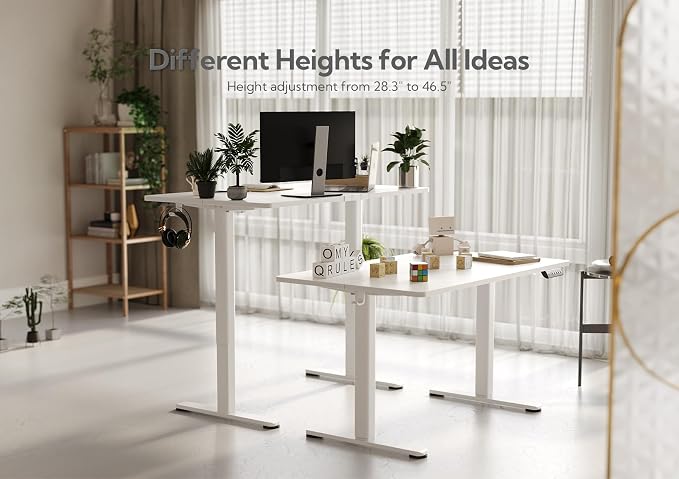 Claiks Electric Height Adjustable Standing Desk, 40x24 Inch, White | Smooth Height Adjustment, 3 Memory Presets, Cable Management Hub&Hook, Stable Steel Frame, 176lbs Capacity, Easy Assembly