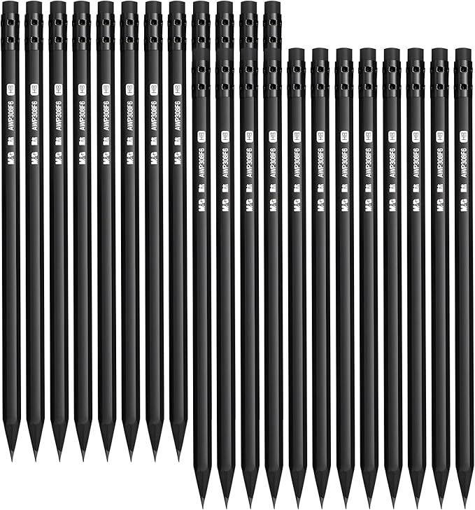 M&G Wood-Cased HB Pencils, 24 Pack Pre-Sharpened Pencils with Top Erasers, Bulk Black Pencils for School Teacher Supplies, Writing, Drawing and Sketching