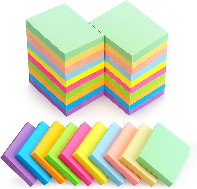 30 Pads Sticky Notes 1.5x2 Self-Stick Notes 10 Bright Multi Colors Sticky Notes 60 Sheet/Pad