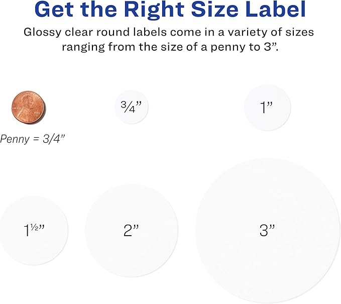 Avery Printable Round Labels with Sure Feed, 2" Diameter, Glossy Clear, 120 Customizable Labels (22825)