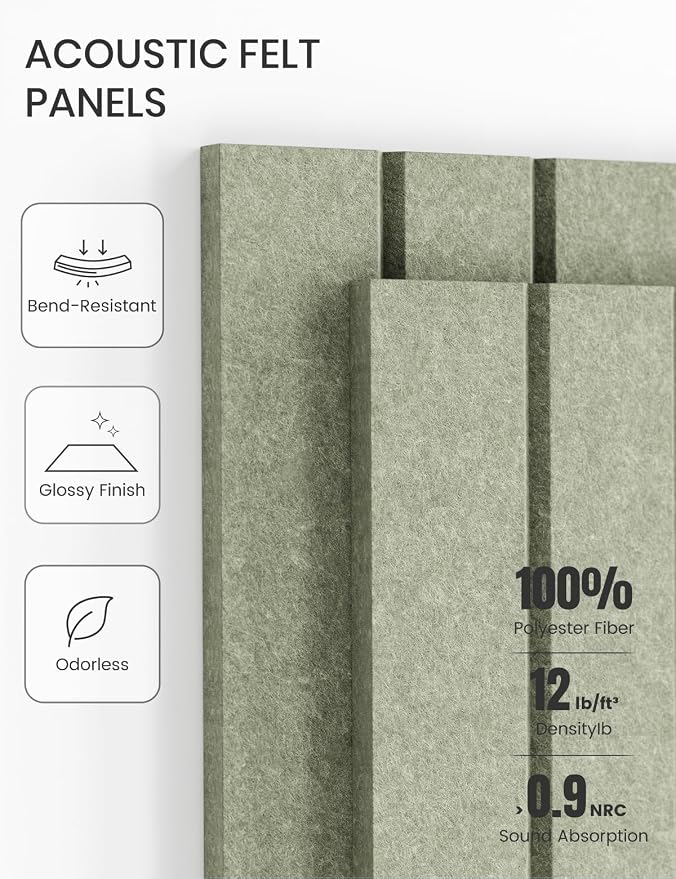 Fluxynara 36" x 24" Large Felt Bulletin Board, Sage | 6 Pack Cork Board Alternative with 30 Safe Adhesive Tabs, Pin Boards for Wall Decor, Home, Office, Classroom,Dorm