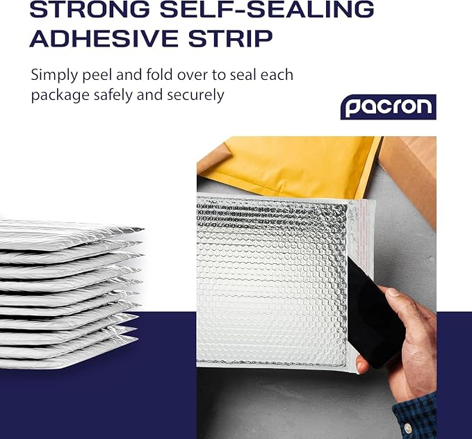 Waterproof Insulated Foil Thermal Bubble Mailers 15x17, 500-Pack | Ideal for meal kits, frozen goods & bulk perishables. Tear-resistant metallic lining protects temperature-sensitive items.