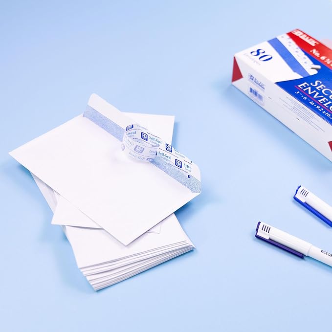 BAZIC Security Self Seal Envelope 3 5/8" x 6 1/2" #6, No Window Tint Pattern Mailing Envelopes, Peel & Seal (80/Pack), 1-Pack