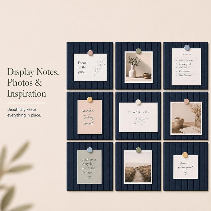 Stripe Felt Bulletin Board Tiles, Cork Board Alternative 48 x 36 in | 0.35 in modular felt wall tiles for notes, photos, schedules, reminders in offices, classrooms, home and office workspaces