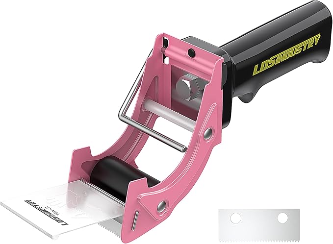 Rapid-Replace Packing Tape Dispenser Gun with Extra Blade, 2IN(50mm) Lightweight Ergonomic Industrial Handheld Heavy Duty Tape Cutter for Carton, Packaging and Box Sealing, Pink