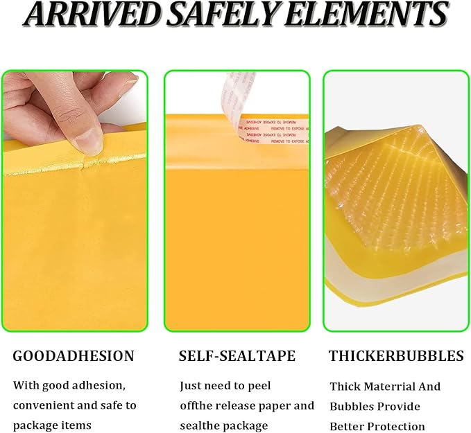 FCLMHD Bubble mailers 6x9 100Pack Yellow Padded Envelopes Discount Small Business Mailing Packages Self Sealing Tear Resistant Boutique Bulk Mail Shipping Bags for Jewelry Makeup Supplies.