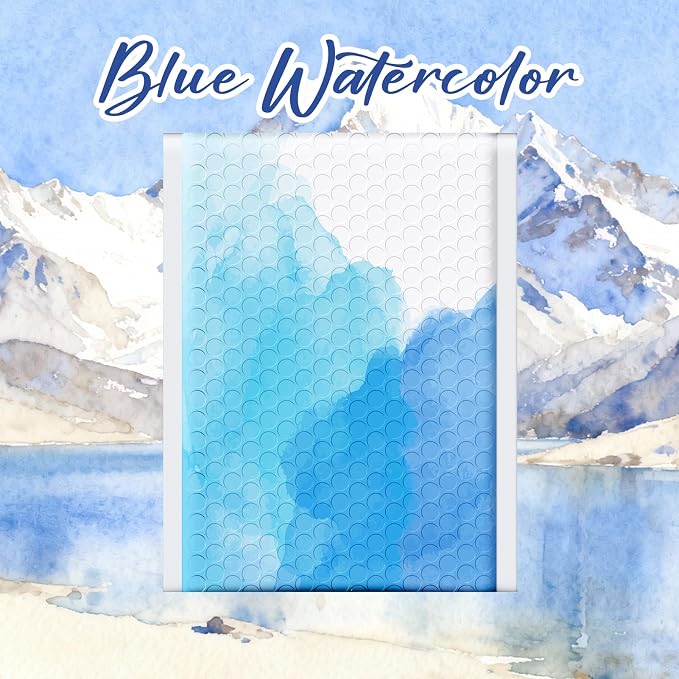 Fuxury Bubble Mailers 6x10" Blue Watercolor Small Padded Envelopes 600 Pack | Usable Size 6x9" Strong Adhesion Bubble Envelopes Thick Padded Mailers Waterproof Shipping Bags for Jewelry Makeup #0