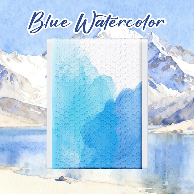 Fuxury Bubble Mailers 6x10" Blue Watercolor Small Padded Envelopes 600 Pack Usable Size 6x9" Strong Adhesion Bubble Envelopes Thick Padded Mailers Waterproof Shipping Bags for Jewelry Makeup #0