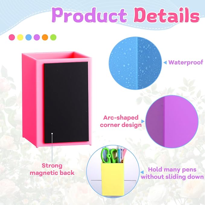 6 Pcs Classroom Magnetic Storage Boxes Magnetic Storage Containers Plastic Dry Erase Marker Holder Plastics Pen Holder for Refrigerator Whiteboard Home Office School Organizer Supply (Colorful)