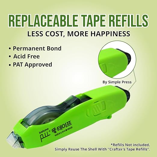 TAPE RUNNER - Double Sided Adhesive with Dispenser Roller Included - Permanent, Sticky, Transparent - Ideal for Scrapbooking, Crafts & More - Retractable (315 inches per Cartridge), 20 Cartridge