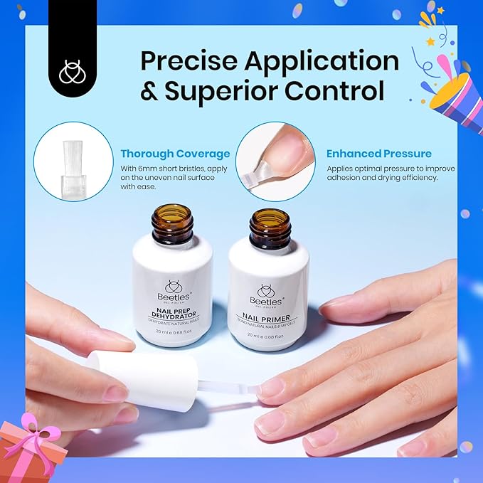 eetles 20ml 2Pcs Nail Dehydrator and Primer, Large Capacity Acid Free Acrylic Nail Prep Dehydrate and Primer for UV Gels Superior Bonding Professional Salons Set
