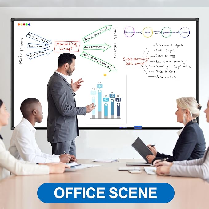 6'x4' Large Magnetic White Board Dry Erase Whiteboard with Black Aluminum Frame, 72"X48" Magnet Presentation Wall Boards for Office, Classroom, School, Home