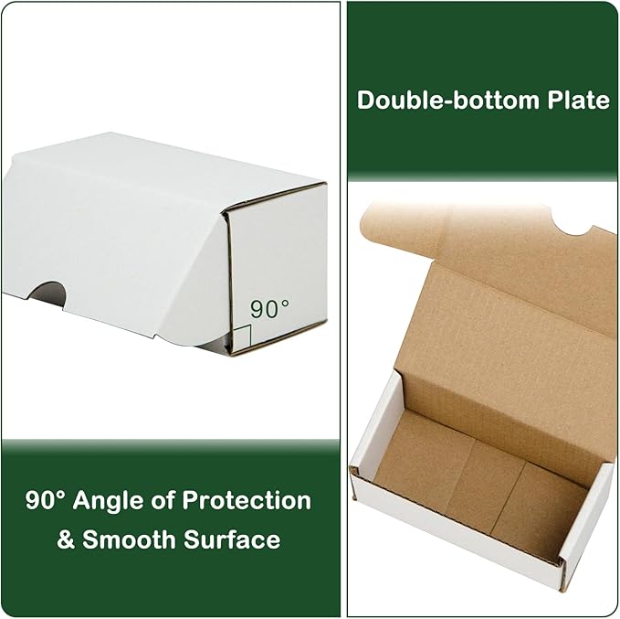 4.6x2.2x2.2 Inches Shipping Boxes Set of 50, White Corrugated Cardboard Box Literature Mailer for Packing Small Business (usable size: 4.2"x 2.1"x 2.1")
