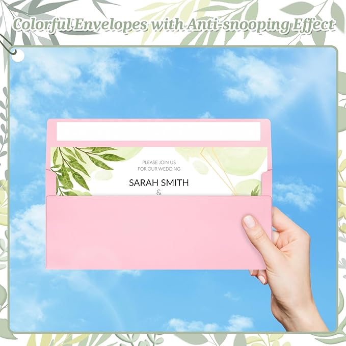 Mulbozy 50 Pcs Pink #10 Business Envelopes, Self Seal Standard Envelopes, Windowless Business Mailing Envelopes for Office, Checks, Letters, Invoices, Statements, Wedding, Size 4-1/8 x 9-1/2 inch