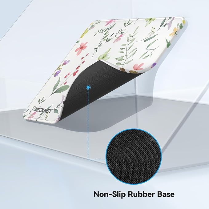 TECKNET Mouse Pad with Anti-fray Stitching, Waterproof Surface & Non-Slip Rubber Base with Stitched Edges Gaming Mouse Mat for Laptop，Compatible with Laser and Optical Mice - Flower